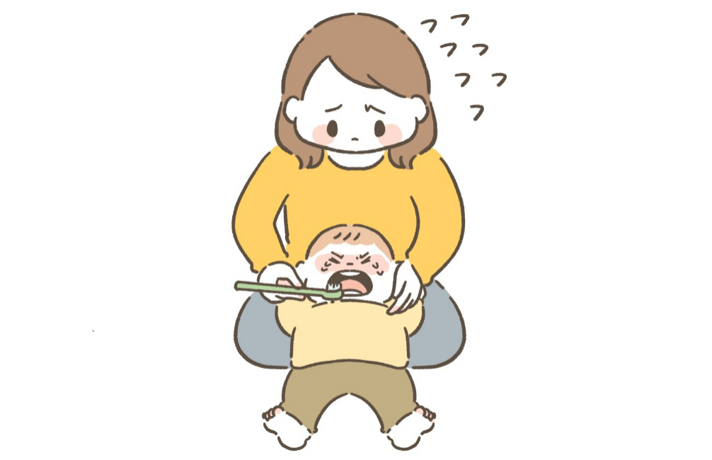 母子　小児歯科　仕上げみがき